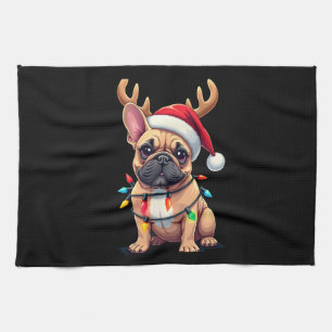 Lustiger Französischer Bulldogge Weihnachtslicht S Geschirrtuch