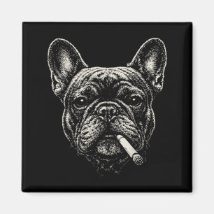 Lustiger Französischer Bulldoggen-Meme Hund raucht Magnet
