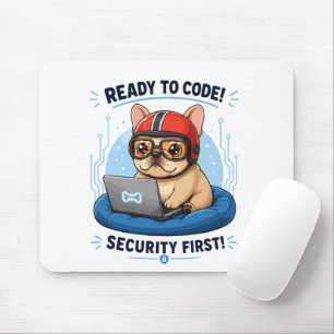 Lustiger französischer Coder Cybersecurity Hund Au Mousepad