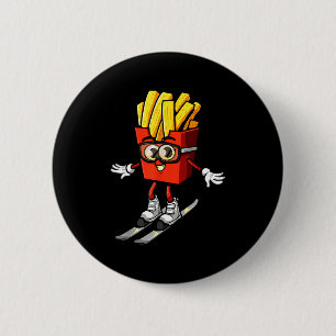 Lustiger französischer Frites-Ski Kartoffel Pommes Button