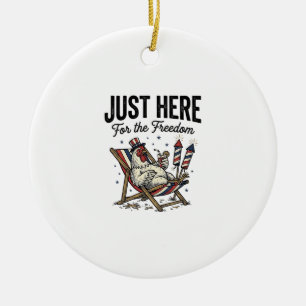 Lustiger Freiheit Hahn Vintage Patriotisches Hemd_ Keramik Ornament