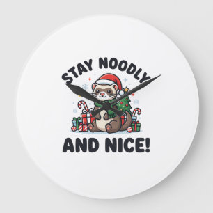 Lustiger Frettchen-Weihnachten Bleib Noodly Und Ne Große Wanduhr