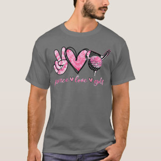 Lustiger Frieden Liebe Golf Spieler Sport Liebhabe T-Shirt