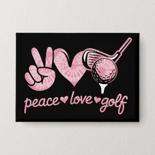 Lustiger Frieden Liebe Golf Spieler Sportliebhaber Button