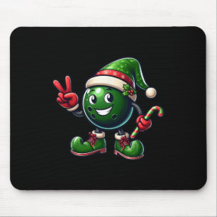 Lustiger Friedenshand-Bowling-Elf-Weihnachten Dame Mousepad