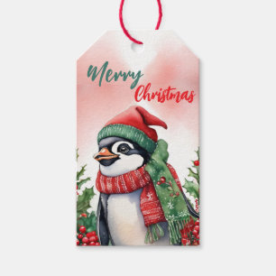 Lustiger Frohe Weihnachten Kranz Süßer Pinguin Wei Geschenkanhänger