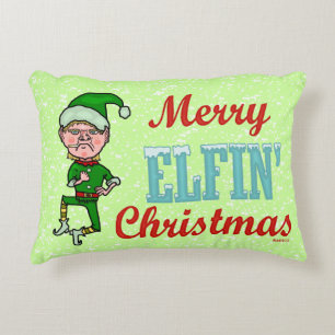 Lustiger fröhlicher ElfenweihnachtenBah Humbug Dekokissen