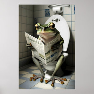 Lustiger Frosch auf Toiletten-Druck Badezimmer Hum Poster