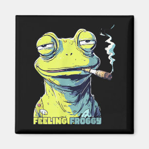 Lustiger Frosch beim Zigarettenrauchen Frosch Kuns Magnet