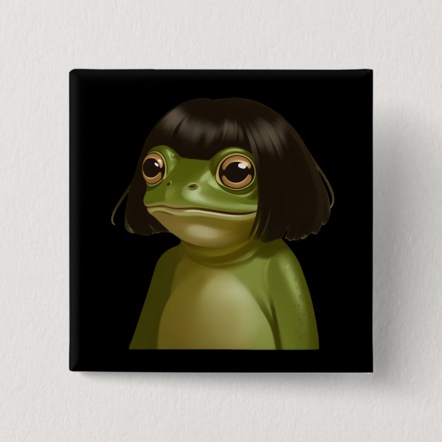 Lustiger Frosch Bob Frisur Meme Frösche Tierliebha Button (Vorderseite)