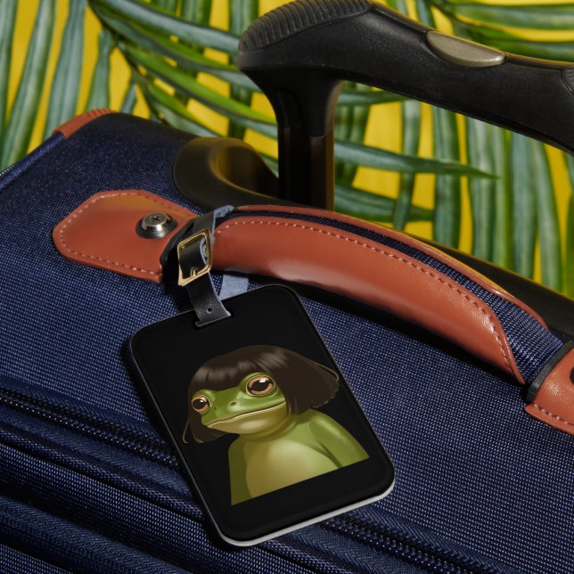 Lustiger Frosch Bob Frisur Meme Frösche Tierliebha Gepäckanhänger (Vorderseite Insitu 1)