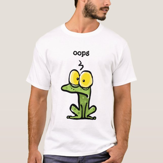 Lustiger Frosch/denkende Kröte, "OOPS " T-Shirt (Vorderseite)