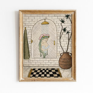 Lustiger Frosch-Dusch-Badezimmerposter Poster
