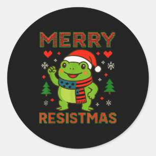 Lustiger Frosch Frohe Resistmas Retro Politische F Runder Aufkleber