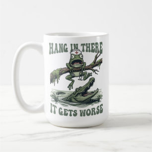 Lustiger Frosch-Krankenschwester-Meme Hang In Ther Kaffeetasse