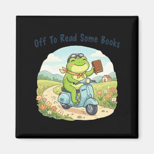 Lustiger Frosch-Meme macht sich auf, um Bücherlieb Magnet