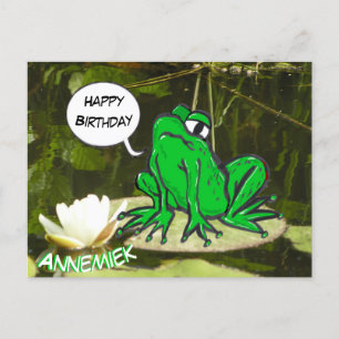 Lustiger Frosch mit individuellem Text - Happy Bir Postkarte