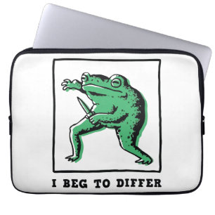 Lustiger Frosch mit Messer – "Ich bitte zu widersp Laptopschutzhülle