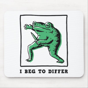 Lustiger Frosch mit Messer – "Ich bitte zu widersp Mousepad