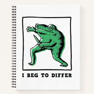 Lustiger Frosch mit Messer – "Ich bitte zu widersp Notizbuch