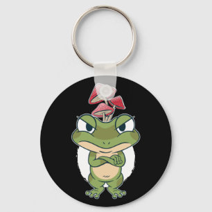 Lustiger Frosch mit Pilzen Schlüsselanhänger