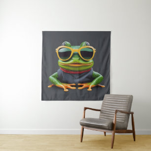 Lustiger Frosch mit Sonnenbrille Wandteppich