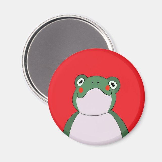 Lustiger Frosch Roter Magnet (Vorderseite/Rückseite)