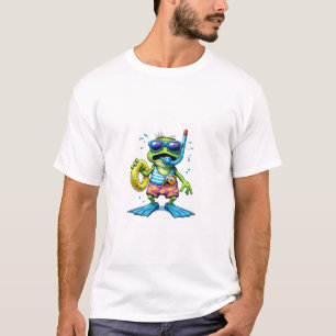 Lustiger Frosch Schnorcheln Schwimmen Sommer T-Shi T-Shirt