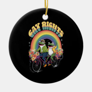 Lustiger Frosch Schwulenrechte LGBT Regenbogen Sto Keramik Ornament