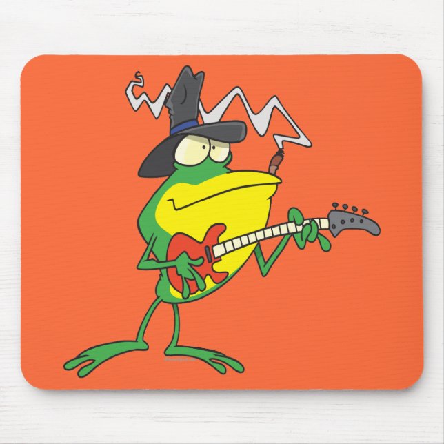 lustiger Frosch spielt Bassgitarre frog Cartoon Mousepad (Vorne)