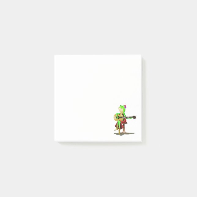 Lustiger Frosch spielt Gitarre Post-it® Notizen (Vorderseite)