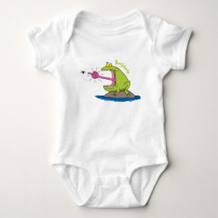 Lustiger Frosch und Fliegen-Cartoon Baby Strampler