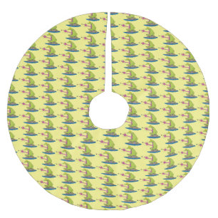 Lustiger Frosch und Fliegen-Cartoon Polyester Weihnachtsbaumdecke