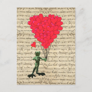 Lustiger Frosch und Herzballons Postkarte