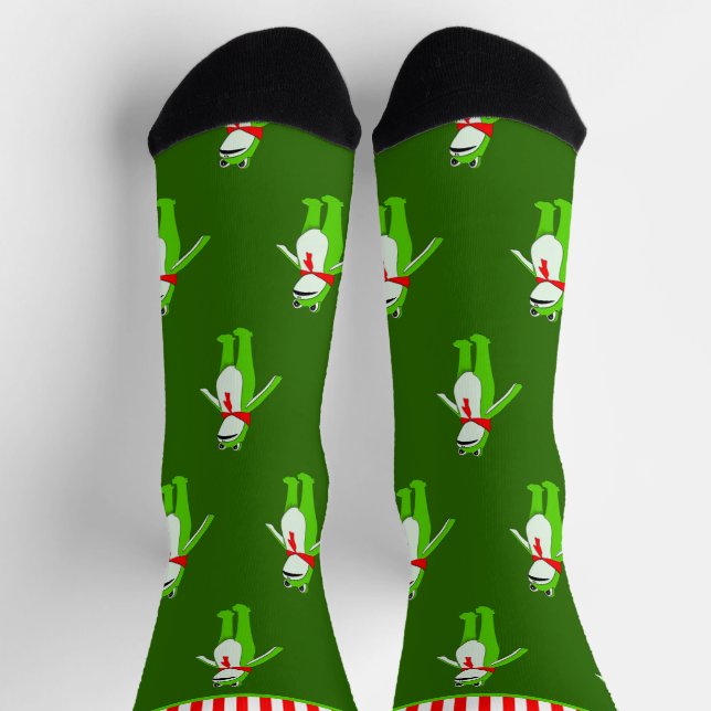 Lustiger Frosch Weihnachtsfeiertag Socken (Oben)