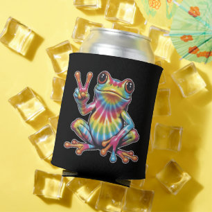 Lustiger Froschliebhaber Tie-Dye Frosch Friedensze Dosenkühler