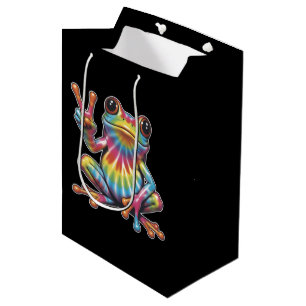 Lustiger Froschliebhaber Tie-Dye Frosch Friedensze Mittlere Geschenktüte
