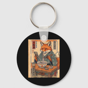 Lustiger Fuchs isst Ramen Retro Japanische Geschen Schlüsselanhänger