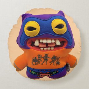 Lustiger Fugglers-Ringer-Quirky-Monster Rundes Kissen