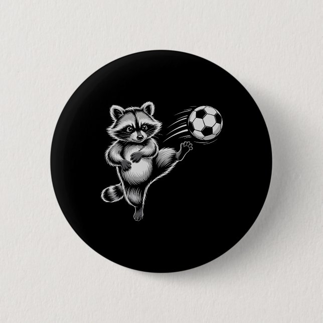 Lustiger Fußball Ll Waschbärkick Gewinnt Spiel Haa Button (Vorderseite)