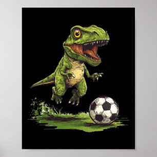 Lustiger Fußball mit Juric-Dinosaurier-Outfit Poster