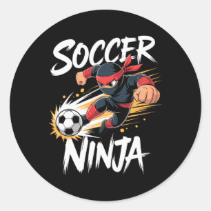Lustiger Fußball-Ninja-Shirt Fußballspieler Junge Runder Aufkleber