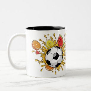 Lustiger Fußball Obst-Splash-Kaffeebecher Zweifarbige Tasse