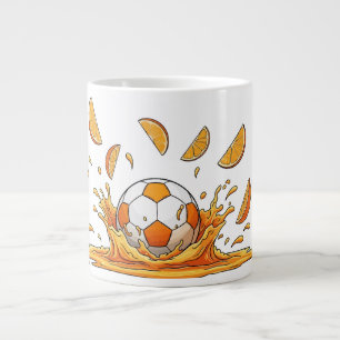 Lustiger Fußball Orange Splash Kaffeebecher Jumbo-Tasse