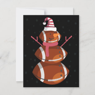 Lustiger Fußball Rugby Schneemann Weihnachten Neuj Mitteilungskarte