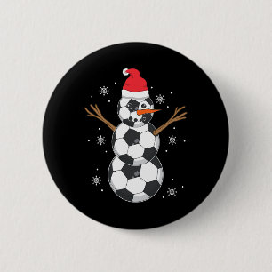 Lustiger Fußball-Schneemann-Sportliebhaber-Geschen Button