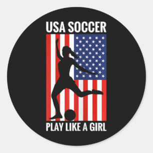 Lustiger Fußball USA Fußball Spiel wie ein Mädchen Runder Aufkleber