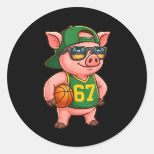 Lustiger G Basketball 67 Gen Alpha Slang Srts Männ Runder Aufkleber