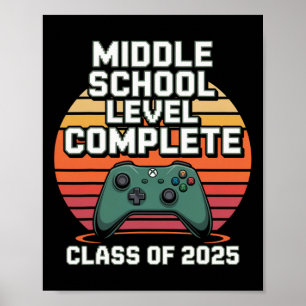 Lustiger Gamer-Abschlussjahrgang 2025 Retro-Stil K Poster