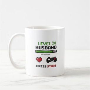 Lustiger Gamer-Ehemann-Becher Pixel-Art Retro-Desi Kaffeetasse
